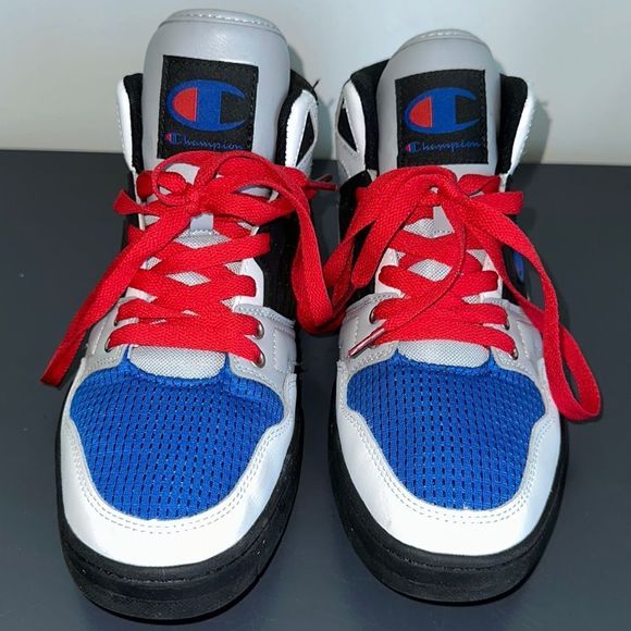 Champion Men’s Hightop Sneakers in Black, Blue, Red & White, Size 9! EUC! - Picture 2 of 8
